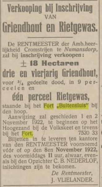 Fort Buitensluis historisch krantenartikel