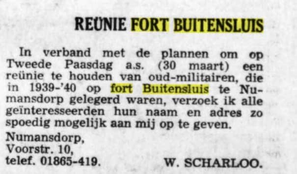 Fort Buitensluis historisch krantenartikel